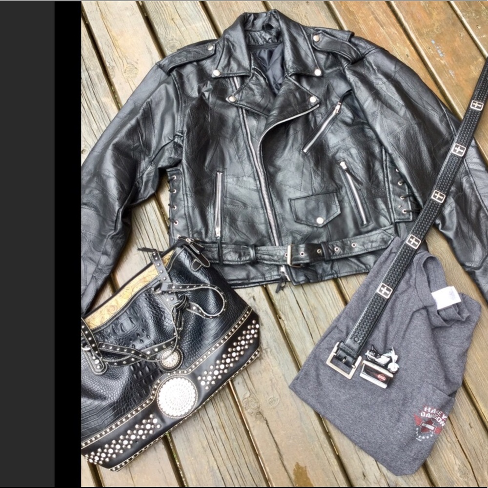 โ๏ธ FAUX Vegan Leather LACE-UP JACKET Cropped CI SONO XL - Picture 8 of 16
